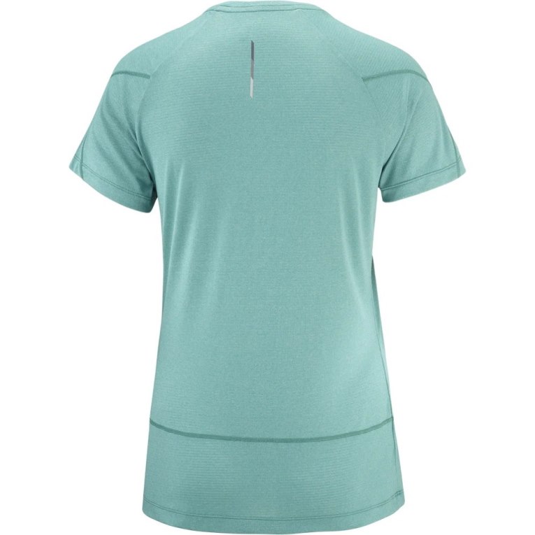 Camiseta Salomon Cross Run Curta Sleeve Feminino Turquesa | PT T91650